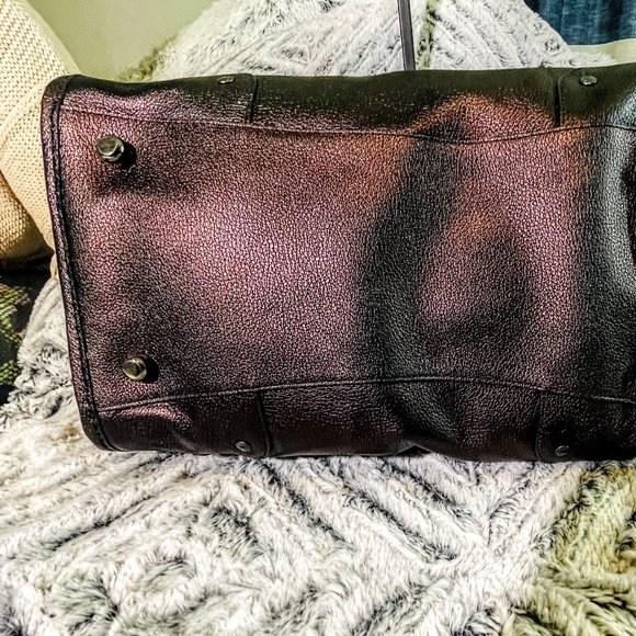 EUC - COACH RHYDER SATCHEL IN METALLIC TWO-TONE LEATHER (F33739) - Picture 7 of 10